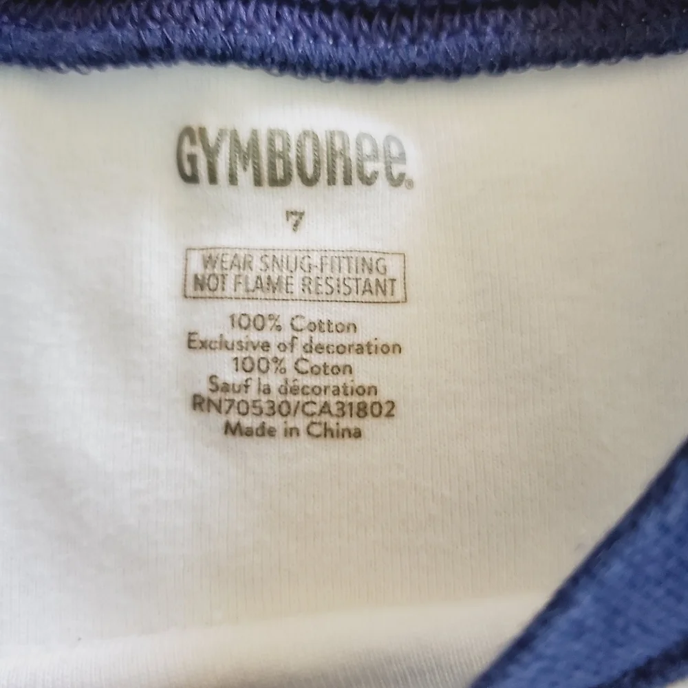 K1181 * Gymboree All American & Awesome Ringer Tee White Blue Size 7
